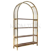 Altın Rengi Krom Kitaplık Raf 172x98x26 cm - Görsel 2