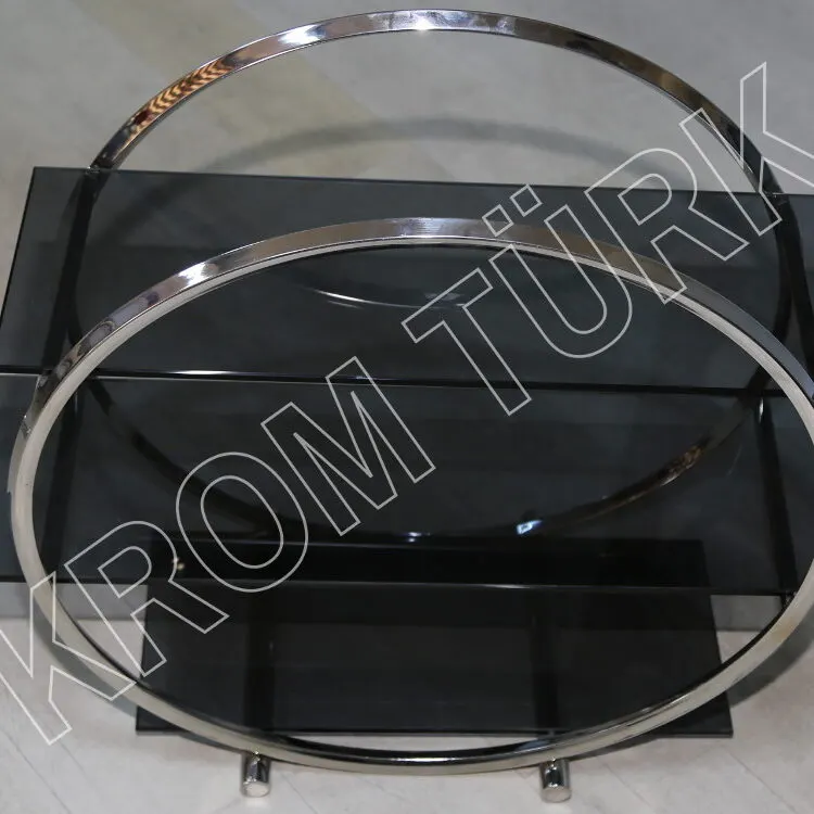 Dekoratif Etajer Raf Krom Metal Parlak