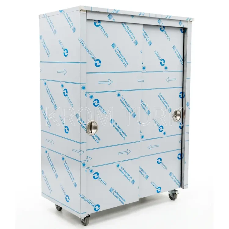 Tekerlekli Sürgülü Kapılı Raflı Dolap 110x55x120 cm